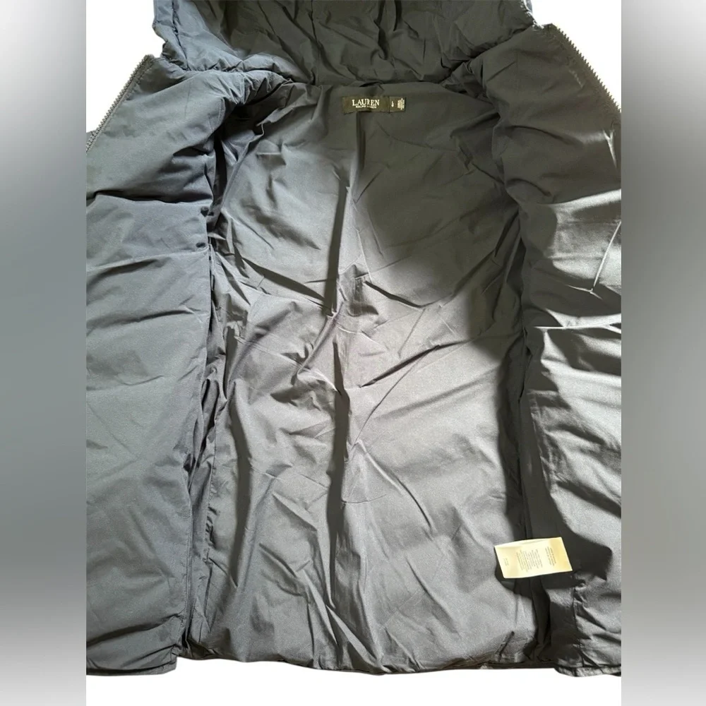 LAUREN RALPH LAUREN Women's Blue Navy Quilted Hooded Jacket size L/G